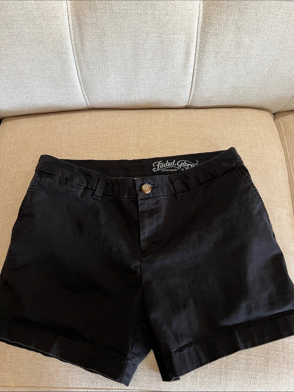 Faded Glory Black Women's Cotton Blend Chino Shorts
